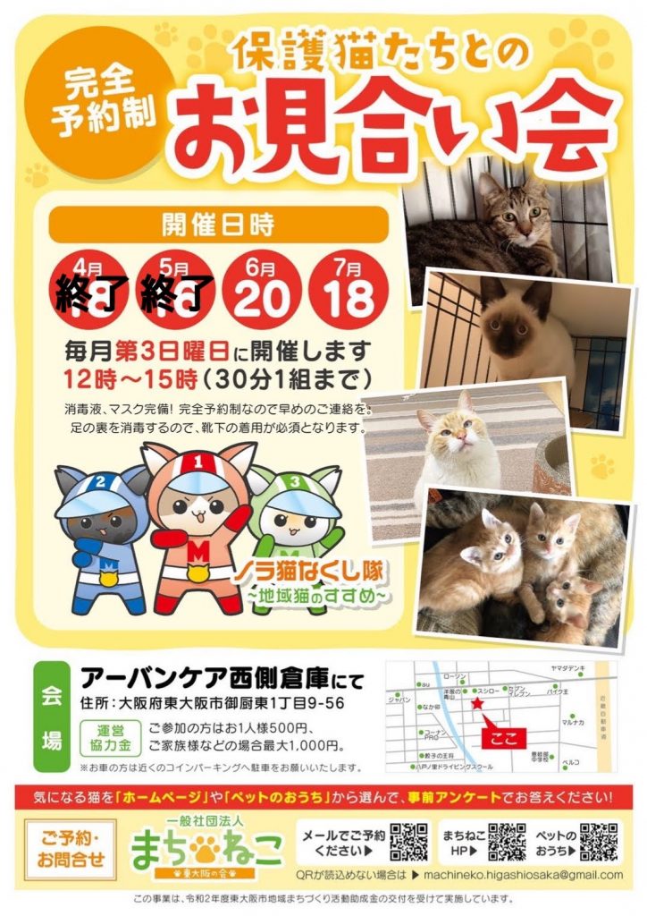 【6/20(日)】保護猫たちとのお見合い会